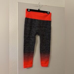 NWOT Factory Connections Regular Size Grey and Neon Orange Leggings